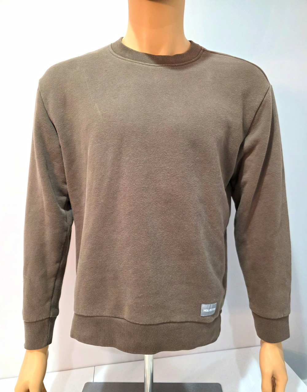 Hollister Mens Small Relaxed Fit Crewneck Sweatshirt Brown Pullover Fleece